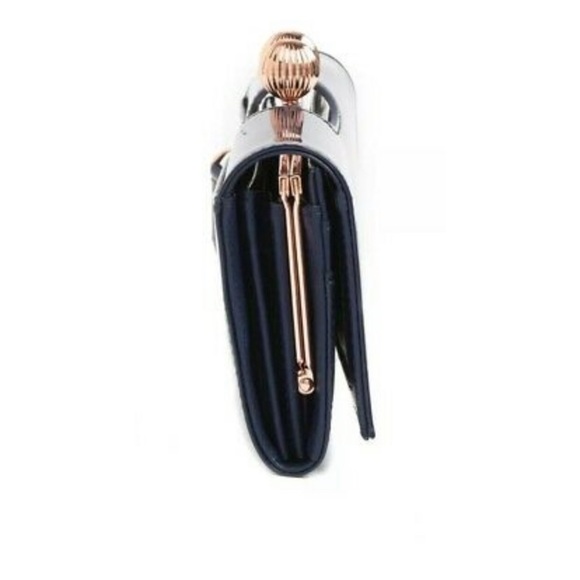 NIB- Ted Baker - FELICEE - Bobble Matinee Wallet - Navy Patent Leather - Picture 3 of 7